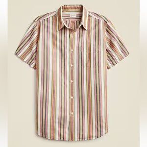 J Crew Short-sleeve slub cotton-linen blend shirt